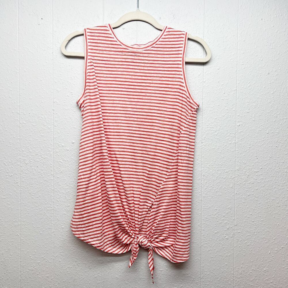 Banana Republic 100% Linen Striped Top Womens Small Tie Front Boho Beachy Casual